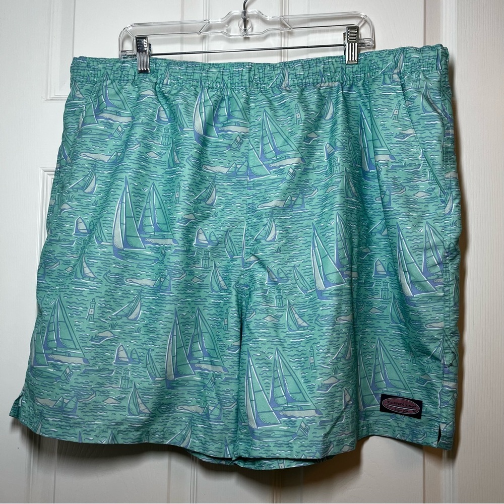 Vineyard Vines Men's Green Sailboat Swim Trunks Size XXL